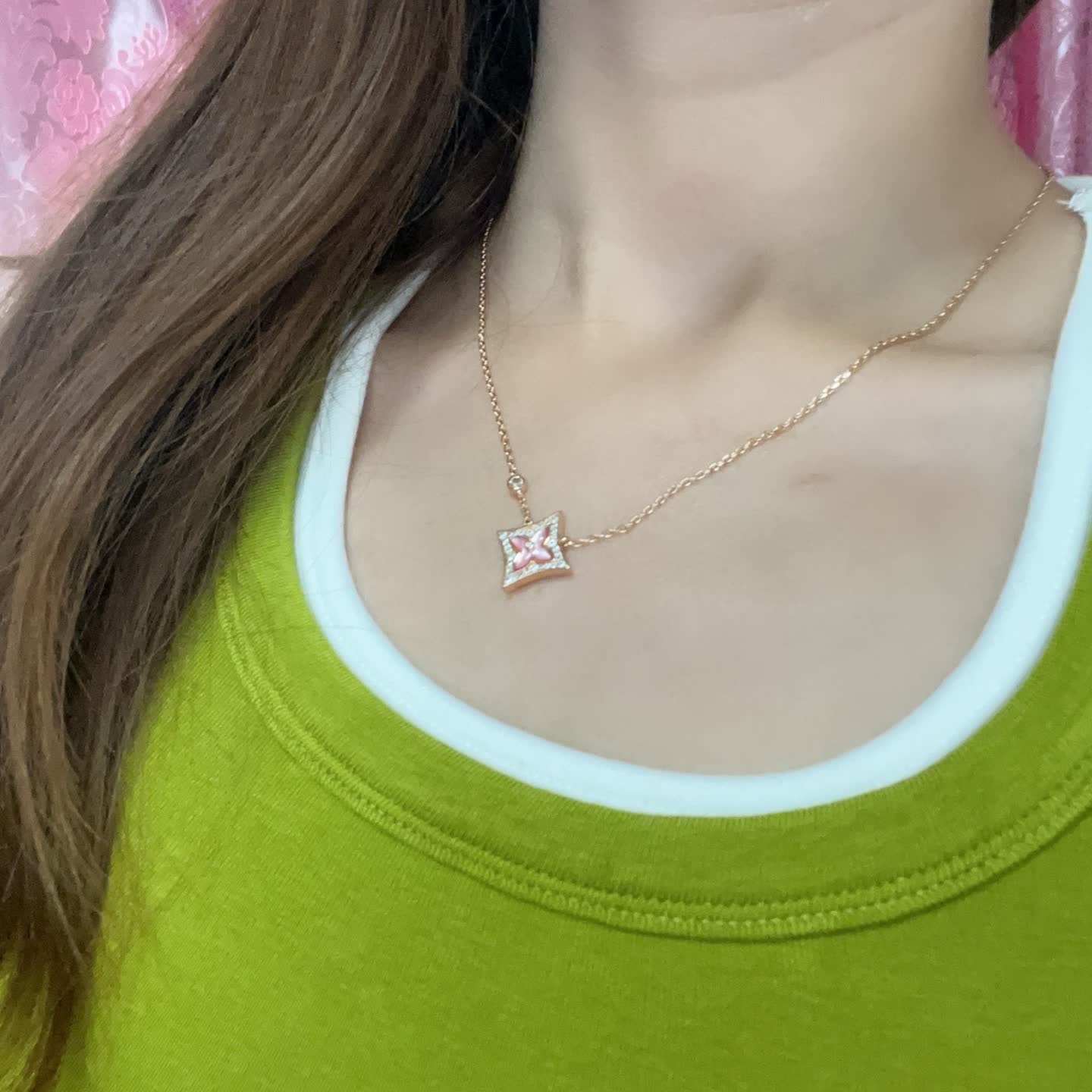 Louis Vuitton Pink Flower Diamond Necklace
